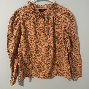 NWT House of Harlow Floral High Neck Peasant Top